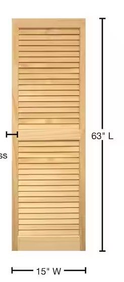 Photo 1 of 15 in. x 63 in. Louvered Shutters Pair Unfinished