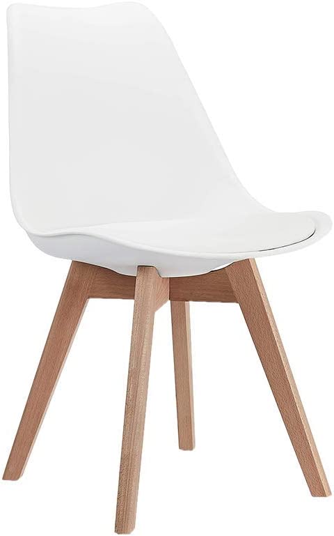 Photo 1 of CangLong Mid Century Modern DSW Side Chair with Wood Legs for Kitchen, Living Dining Room, Pack of 1, White
