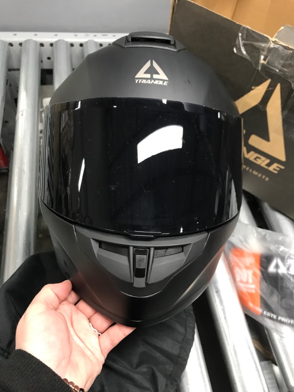 Photo 2 of TRIANGLE Lightweight Full Face Motorcycle Street Bike Helmets with Extra Clear Visor DOT Approved (Large, Matte Black) Large Matte Black