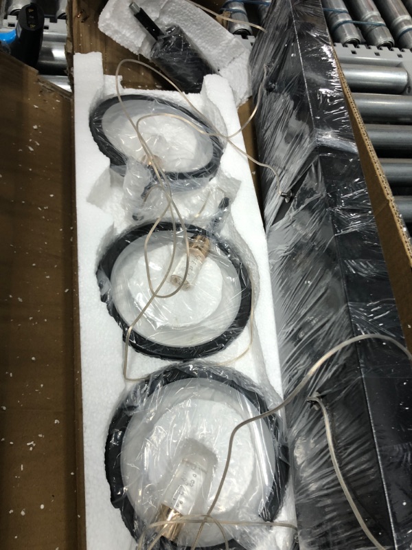 Photo 1 of Siittoo Black Pendant Light, 40W Dimmable LED Modern Chandelier with Spotlights, 5-Ring Adjustable Hanging LED Pendant Light Fixture Chandelier Lighting for Dining Living Room Kitchen Island ? Black-5 Rings with Bubbles-Dim