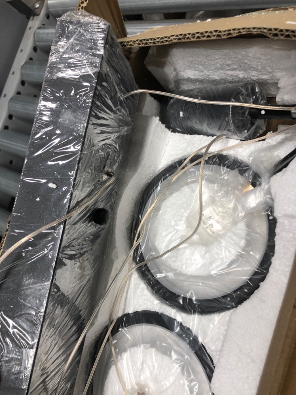 Photo 1 of Siittoo Black Pendant Light, 40W Dimmable LED Modern Chandelier with Spotlights, 5-Ring Adjustable Hanging LED Pendant Light Fixture Chandelier Lighting for Dining Living Room Kitchen Island ? Black-5 Rings with Bubbles-Dim