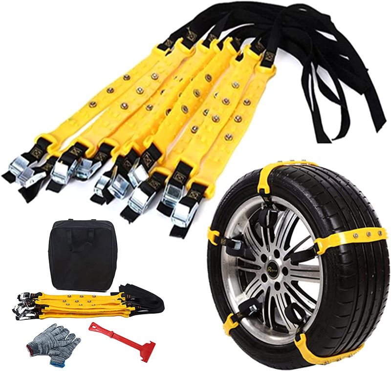 Photo 2 of 10 Pcs Snow Tire Chains for Car, Adjustable Snow Cable Chains Universal Fit for Most Car/Jeep/Truck/SUV, Width 185-295mm/7.2-11.6 inches
