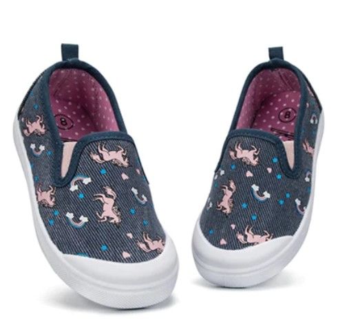 Photo 1 of Girls Boys Slip On Lazy Toddler Canvas Sneakers Black Unicorn -- K KomForme
SIZE: 11