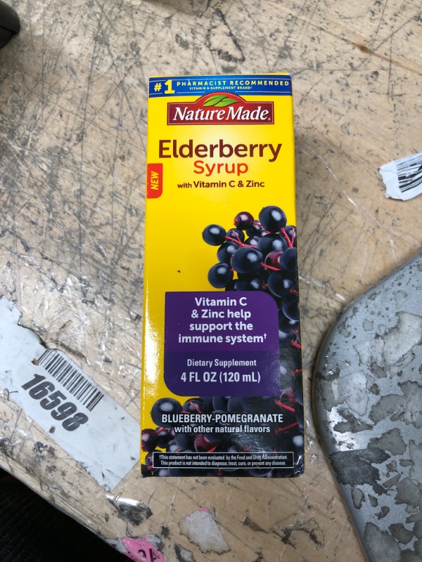 Photo 2 of *EXP: 1/2023* Nature Made Elderberry Syrup with Vitamin C and Zinc, Dietary Supplement for Immune Support, 4 Fl Oz Syrup