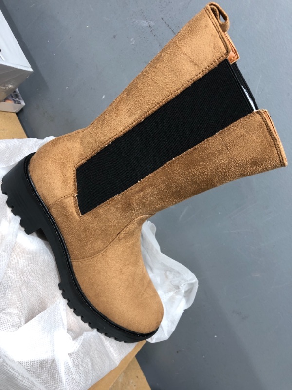 Photo 2 of Chelsea Boots for Women Mid Calf Lug Sole Booties Chunky Heel Shoes Fall Combat Boots **size 7.5**