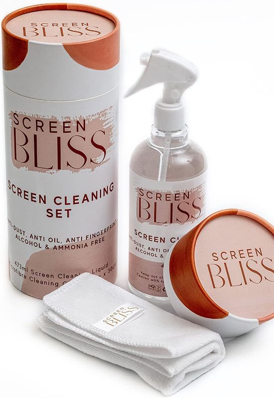 Photo 1 of SCREEN BLISS Screen Cleaner – Premium Screen Cleaner Kit with Spray and Microfiber Cloth – Gentle Screen Cleaner Spray for LED and LCD TVs, Computer Screens, Touchscreens – 473ml Spray Bottle