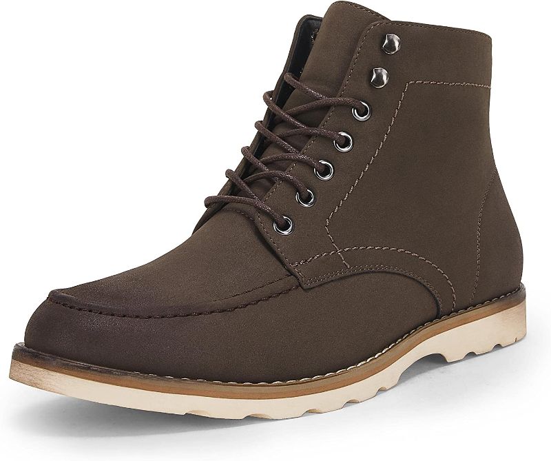 Photo 1 of Rilista Men's Stylish Mid Top Boots Waterproof Soft Toe Leather Work Boots Construction Rubber Sole SIZE 12