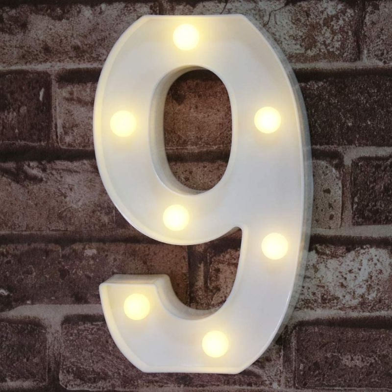 Photo 3 of (3) 8"  LED Marquee Letter Lights Sign, Light Up Alphabet Letter for Home Party Wedding Decoration #6 #2 #9