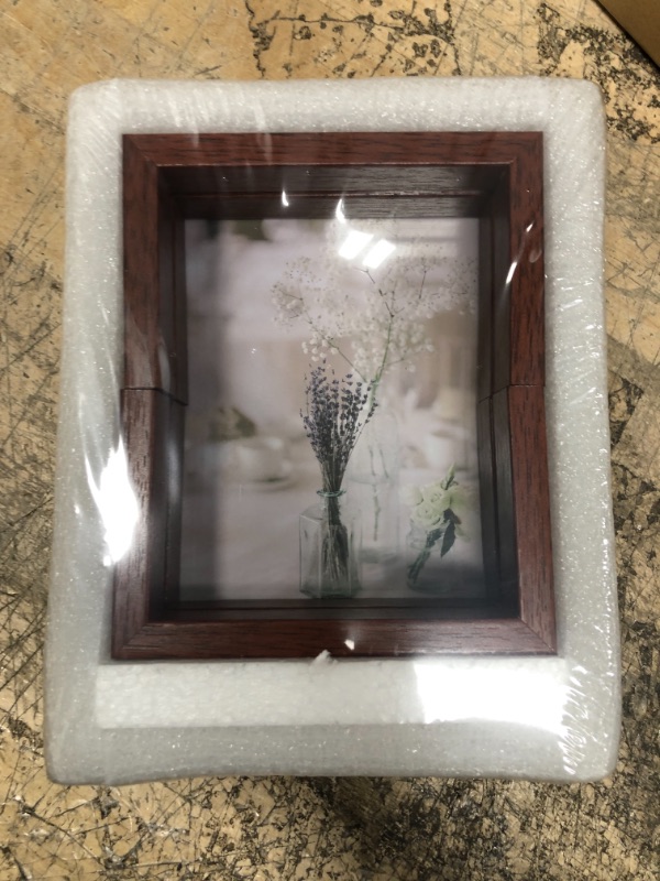 Photo 2 of 4x6 Picture Frame 2 Pack, Rustic Wooden Photo Frames with Wood Base and High Definition Glass Covers, U Shaped Double Sided Frame for Tabletop or Desktop Display