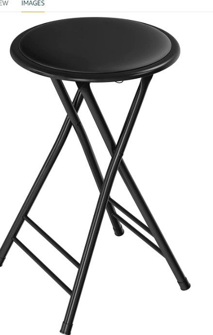 Photo 1 of 24-Inch Counter Height Bar Stool – Backless Folding Chair with 300lb Capacity for Kitchen, Recreation Room, or Game Room by Trademark Home (Black) Set of 1
