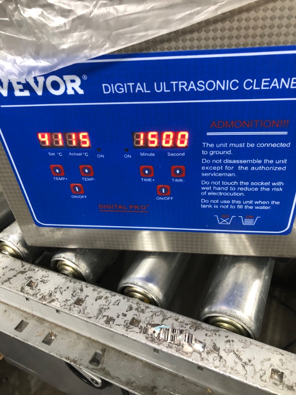 Photo 2 of ***TESTED POWER ON***VEVOR Ultrasonic Cleaner with Digital Timer & Heater, Professional Ultra Sonic Jewelry Cleaner, Stainless Steel Heated Cleaning Machine for Glasses Watch Rings Small Parts Circuit Board (3L)