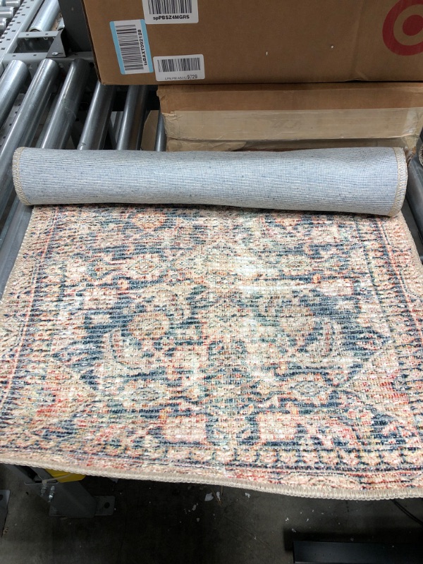 Photo 2 of Angela Rose x Loloi Aubrey Collection AUB-01 Navy / Multi, Traditional 2'-0" x 5'-0" Accent Rug Navy / Multi 2'-0" x 5'-0"