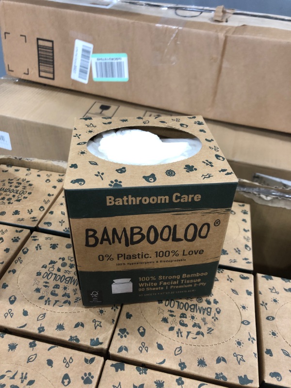 Photo 3 of Bambooloo Facial Tissues, 100% Virgin Bamboo, 24 Individual Tissue Boxes, 90 Sheets 2-ply, Bamboo Paper Square Tissues, Bulk 24 Units Per Carton 24 Pack