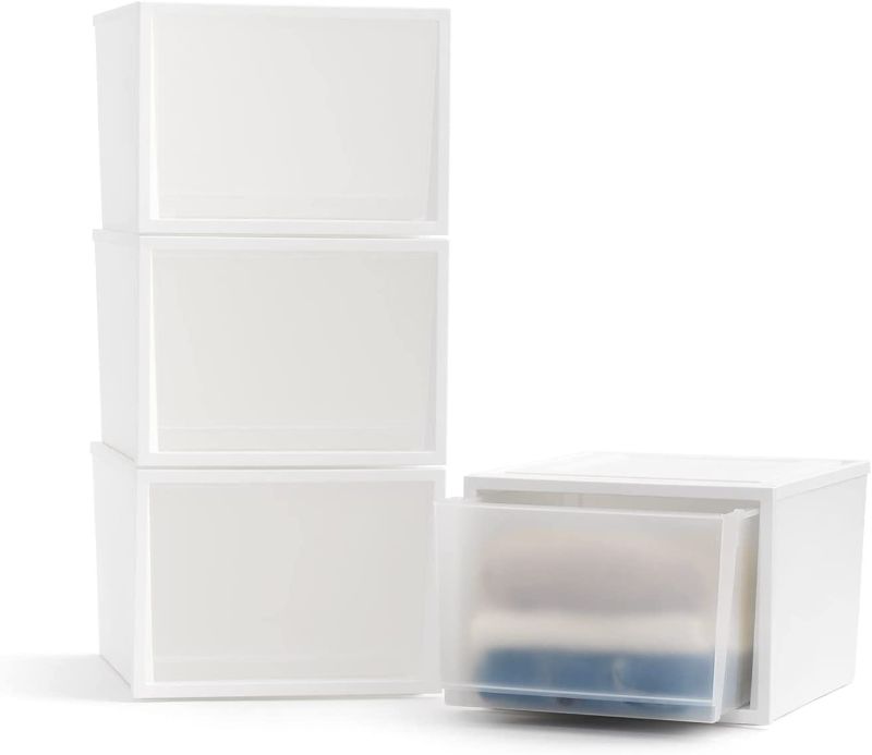 Photo 1 of *** STOCK PHOTO IS FOR REFERENCE ONLY*** Stackable Plastic Drawers for Clothes, Large, 4 Pack, Storage