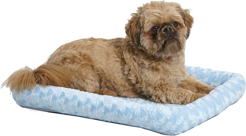 Photo 1 of 24L-Inch Blue Dog Bed or Cat Bed w/Comfortable Bolster | Ideal for Small Dog Breeds & Fits a 24-Inch Dog Crate | Easy Maintenance Machine Wash & Dry | 1-Year Warranty
