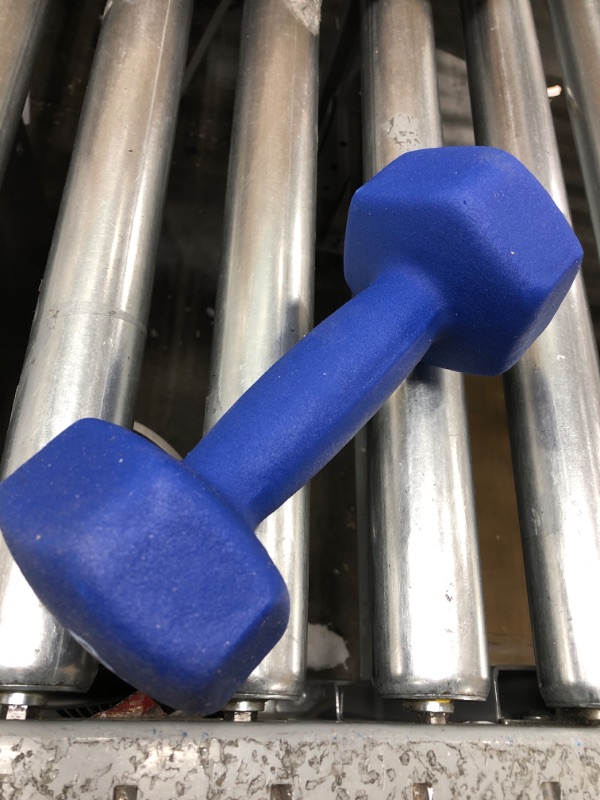 Photo 3 of *Missing One-Minor Damage-See Photos* Amazon Basics Neoprene Workout Dumbbell Navy Blue 10-Pound, Set of 2 Weight Set