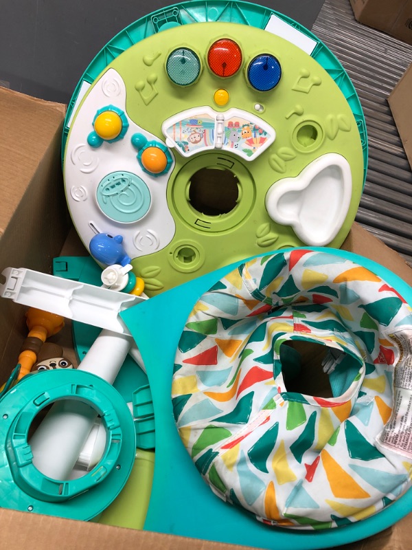 Photo 2 of *Used-See Photos* Bright Starts Around We Go 2-in-1 Walk-Around Baby Activity Center & Table, Tropic Cool, Ages 6 Months+ Tropical Cool