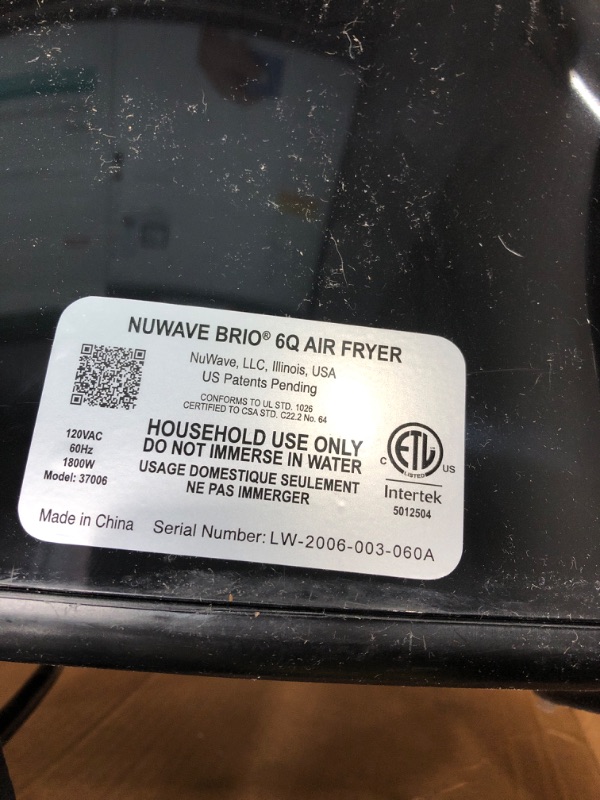 Photo 5 of *Tested* Nuwave Brio 6-Quart Healthy Digital Smart Air Fryer with Probe One-Touch Digital Controls, Advanced Cooking Functions, Removable Divider Insert & Grill Pan (NEW ACCESSORY) 6QT Brio w/Accessories Black Air Fryer