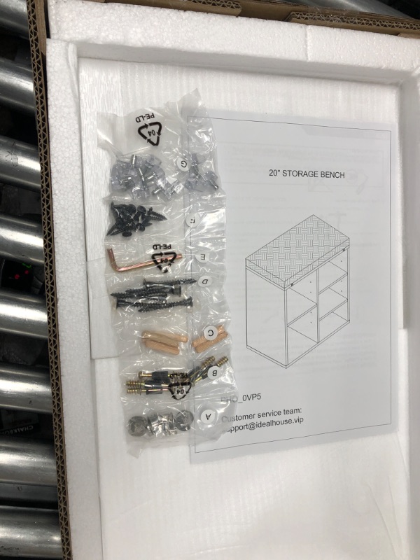 Photo 1 of IDEALHOUSE Shoe Bench Entryway with Storage, Shoe Rack Bench with Cushion, Cubby Seat Shoe Cabinet, 3-Tier Adjustable Shelf for Entryway, Living Room, Bedroom, Hallway (Grey, 20 inch)
