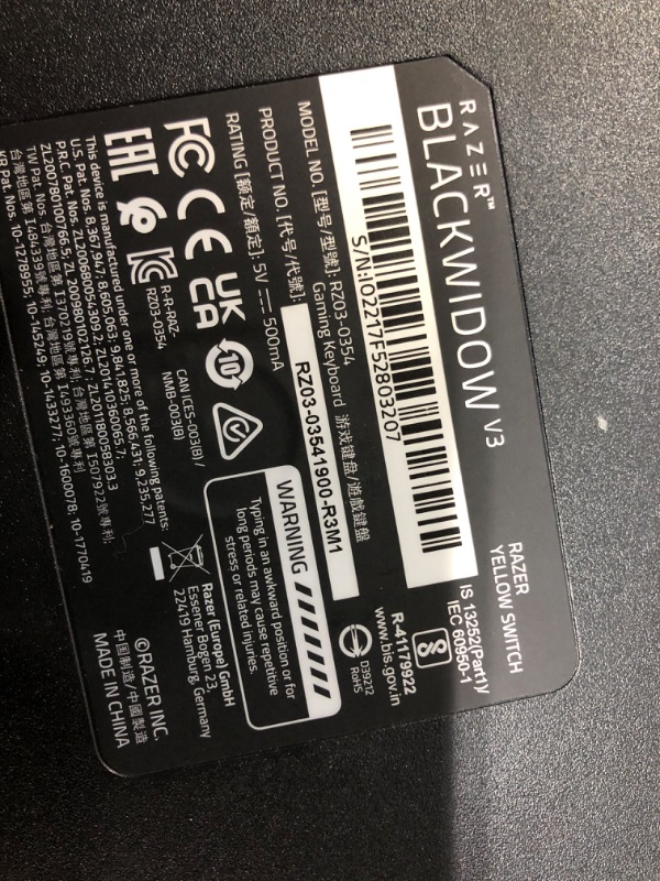 Photo 2 of Razer BlackWidow V3 Mechanical Gaming Keyboard: Yellow Mechanical Switches - Linear & Silent - Chroma RGB Lighting - Compact Form Factor - Programmable Macro Functionality, Classic Black Classic Black BlackWidow V3 Yellow Switches - Linear & Silent