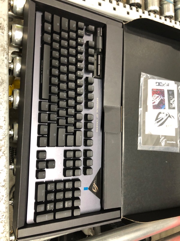 Photo 3 of ASUS ROG Strix Flare II 100% RGB Gaming Keyboard, ROG NX Red Mechanical switches, PBT doubleshot keycaps, 8k Hz Polling, Sound-dampening Foam, Media Controls, USB passthrough, Wrist Rest-Black
