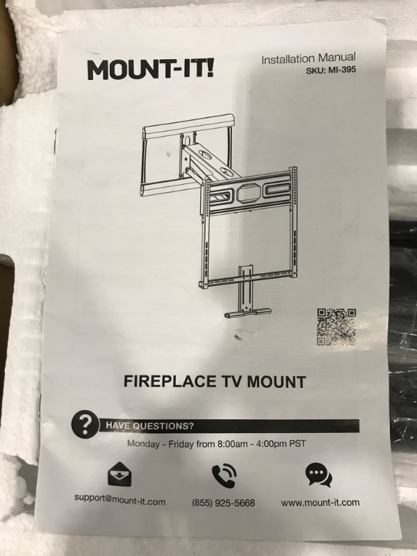 Photo 3 of Mount-It! Fireplace TV Mount | Above Fireplace Pull Down Mantel TV Wall Mount with Spring Assist | Fits 40 - 70 Inches up to VESA 600x400, 72.6 Lbs Weight Capacity Manual