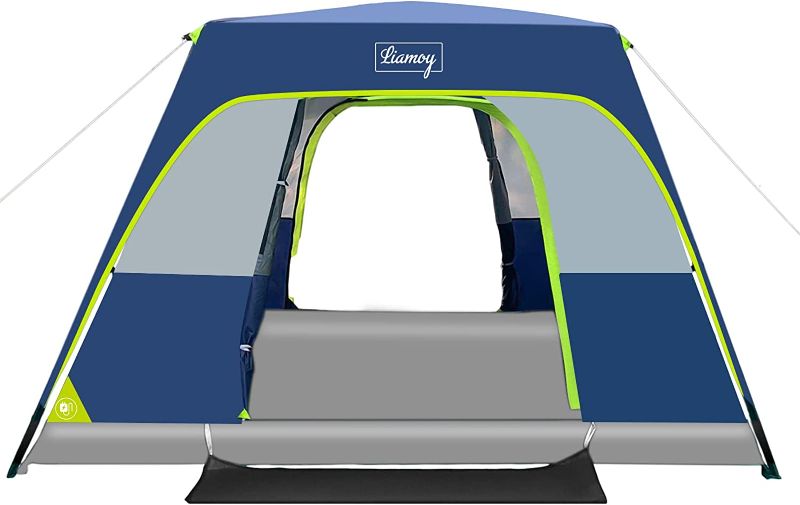 Photo 1 of 6-Person Tent/Instant for Camping Windproof Family 60 Seconds/Easy Setup Cabin Tent with Top Rainfly, Double Layer,4 Large Mesh Windows,2 Mesh Door,Provide 2 pcs Gate Mat Camping Tent-10'X9'X78''(H)
