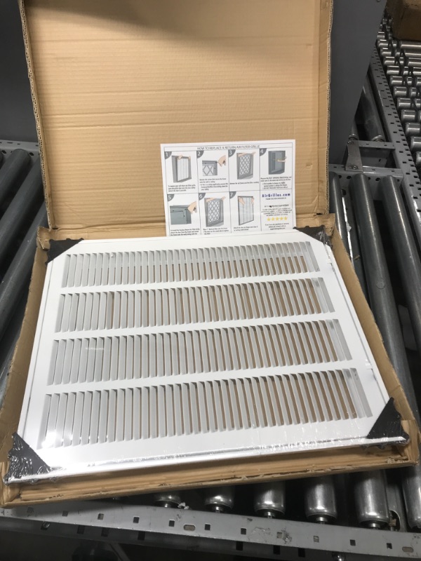 Photo 2 of 16"W x 20"H [Duct Opening Measurements] Steel Return Air Filter Grille (AGC Series) Removable Door, for 1-inch Filters, Vent Cover Grill, White, Outer Dimensions: 18 5/8"W X 22 5/8"H for 16x20 Opening Duct Opening Size: 16"x20"