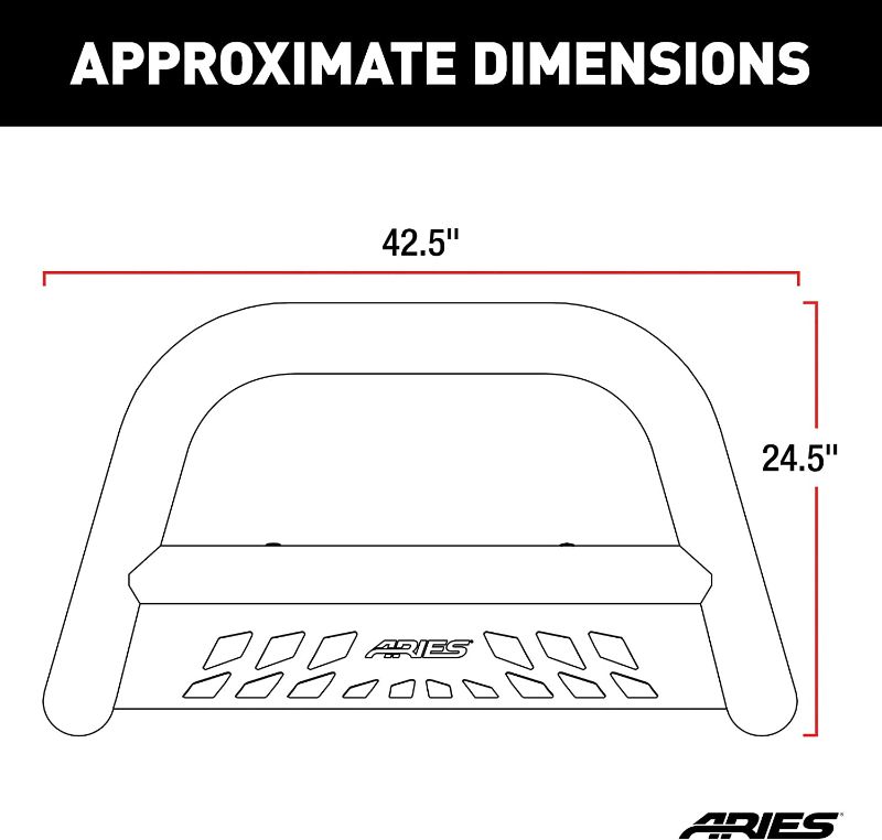 Photo 1 of ARIES 35-5006 3-Inch Polished Stainless Steel Bull Bar, No-Drill, Select Dodge, Ram 1500, 2500, 3500
