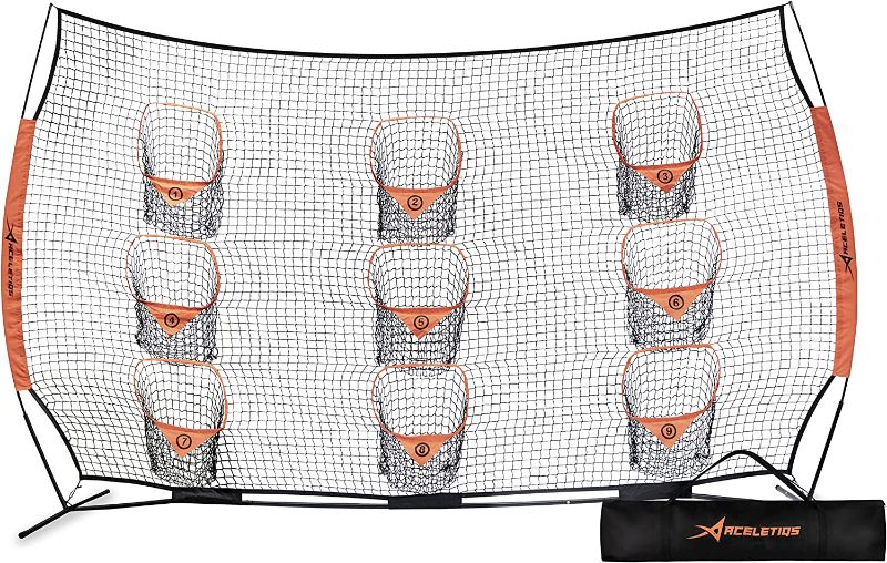 Photo 1 of Football Throwing Net | Portable Football Gear | Quarterback Throwing Practice Net | Improve Passing Accuracy | 12ft x 8ft with 9 Pockets [Carry Bag Included]
