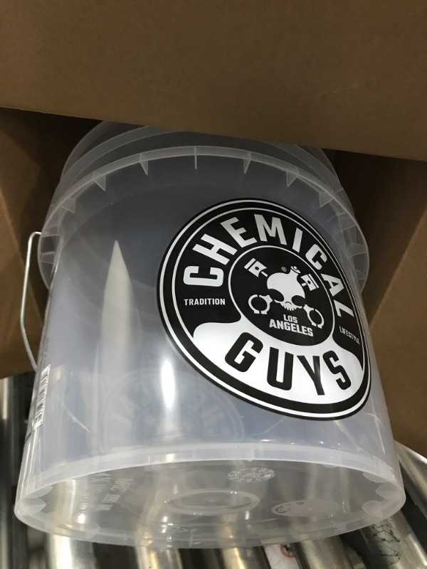 Photo 2 of Chemical Guys ACC_103 Heavy Duty Detailing Car Wash Bucket with Chemical Guys Logo, 4.5 Gal , Semi Transparent White Bucket Only