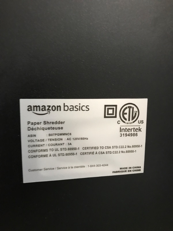 Photo 4 of Amazon Basics 12-Sheet High-Security Micro-Cut Paper, CD, and Credit Card Shredder with Pullout Basket 12 Sheet (original model) Shredder