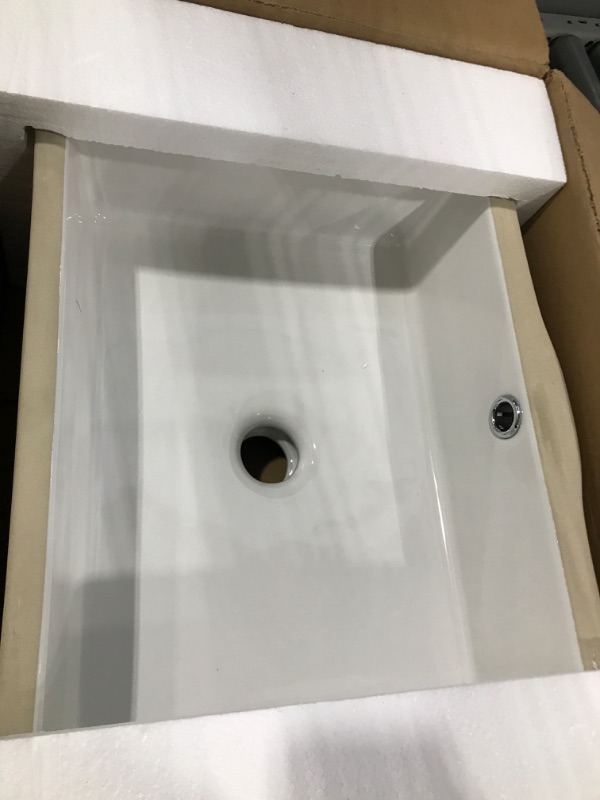 Photo 2 of AMASHEN 14.6" x 11" Undermount Bathroom Sink White Rectangular Porcelain Ceramic Vanity Basin with Overflow