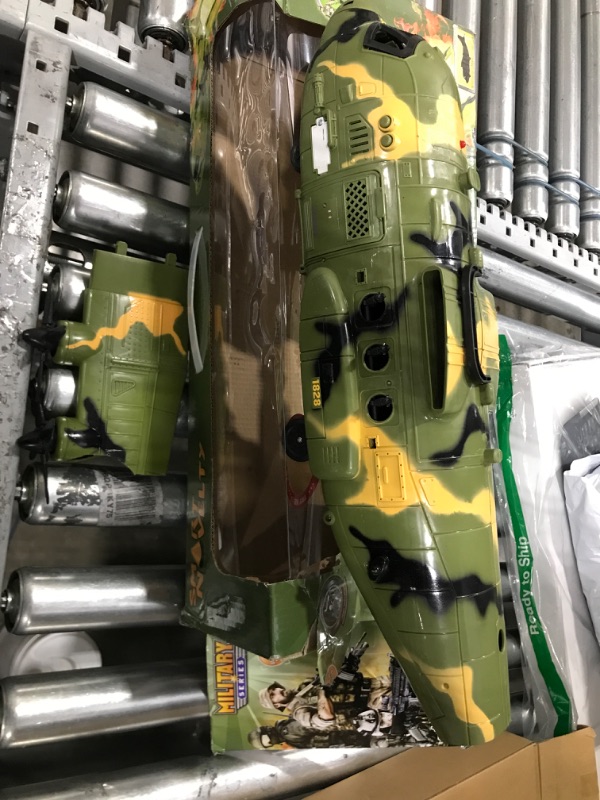 Photo 2 of Used / major damage ** Smart Novelty Giant C130 Bomber Army Airplane Toy for Kids - Air Force Combat Military Fighter Toy Airplane with Lights and Sounds and Mini Soldiers Army for Boys Gift