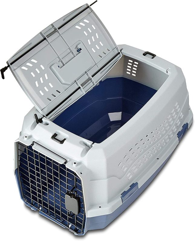 Photo 1 of Amazon Basics 2-Door Top Load Hard-Sided Dog and Cat Kennel Travel Carrier, 23-Inch
