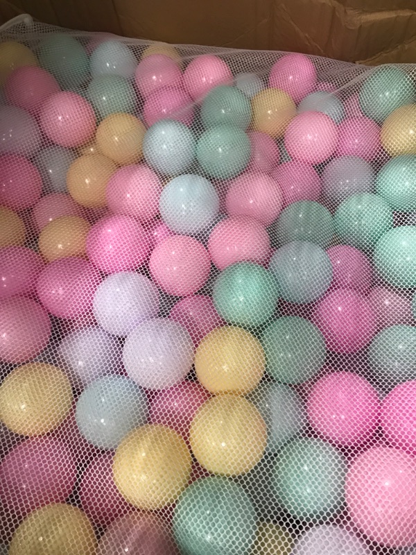 Photo 1 of Amazon Basics BPA Free Crush-Proof Plastic Ball Pit Balls with Storage Bag, Toddlers Kids 12+ Months, 6 Pastel Colors - Pack of 1000 6 Pastel Colors 1,000 Balls