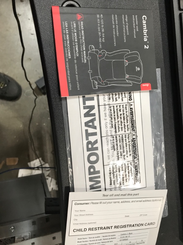 Photo 7 of Diono Cambria 2 XL 2022, Dual Latch Connectors, 2-in-1 Belt Positioning Booster Seat, High-Back to Backless Booster with Space and Room to Grow, 8 Years 1 Booster Seat, Black NEW! Black