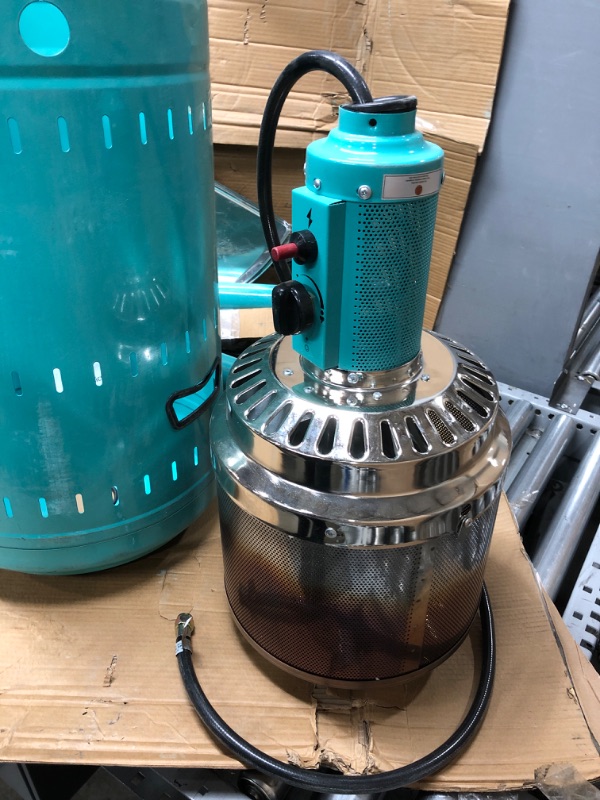 Photo 4 of **MISSING PARTS**MINOR DAMAGE** Amazon Basics 46,000 BTU Outdoor Propane Patio Heater with Wheels, Commercial & Residential - Bahama Blue Bahama Blue Powder Coated Heater