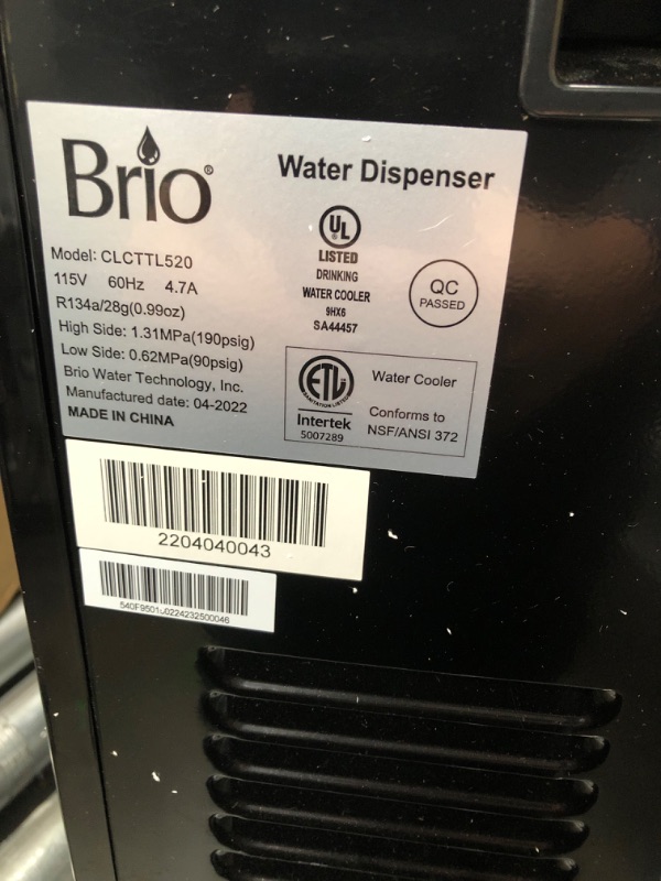 Photo 3 of **MINOR DAMAGE** Brio Limited Edition Top Loading Countertop Water Cooler Dispenser with Hot Cold and Room Temperature Water. UL/Energy Star Approved