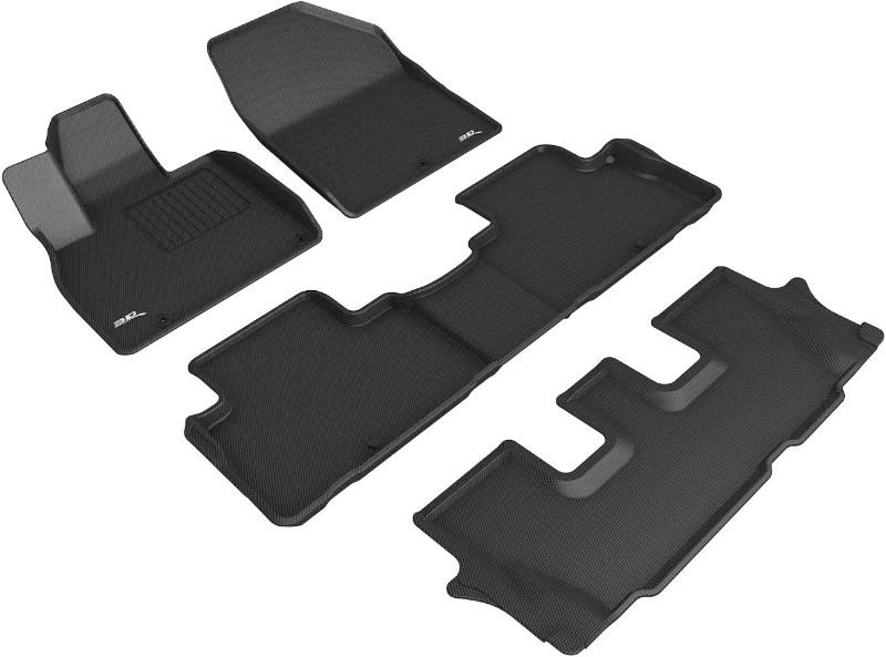 Photo 4 of 3D MAXpider All-Weather Floor Mats for Kia Telluride 8-Seats 2020-2023 Custom Fit Car Floor Liners, Kagu Series (1st 2nd & 3rd Row, Black)
