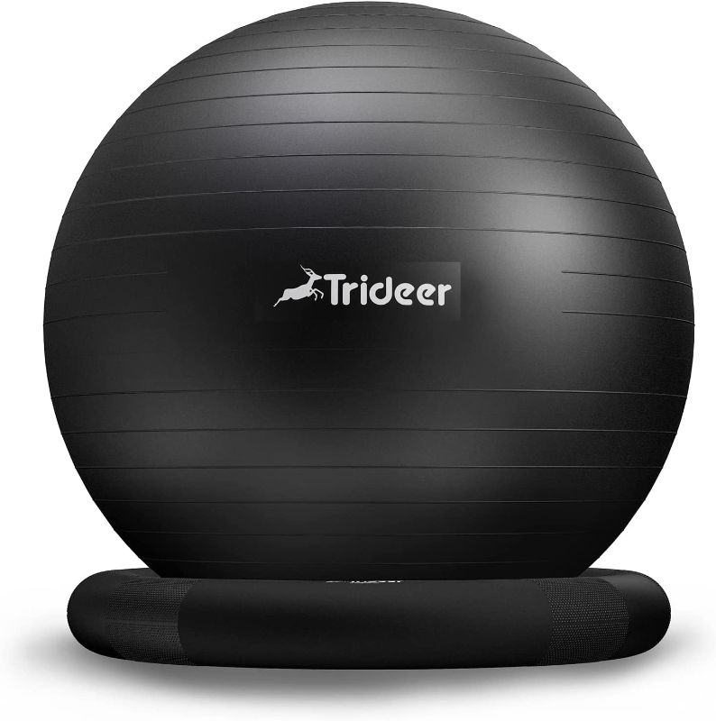 Photo 2 of Trideer Exercise Ball Chair 65cm - 75cm Black with Base for Home Office Desk
