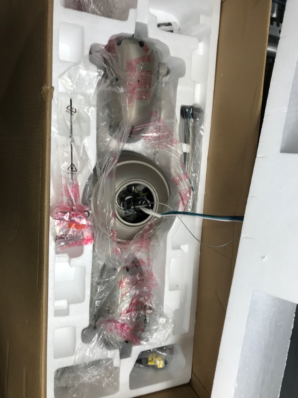 Photo 1 of *Factory Packaging* Matthews DGLK-BN-MTL Dagny LK Indoor/Outdoor Damp Location 39" Metal Caged Double-headed 360° Rotational Fan with LED Light & Remote, Brushed Nickel