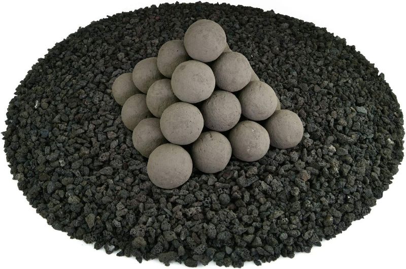 Photo 1 of Ceramic Fire Balls |45 BALLS | Modern Accessory for Indoor and Outdoor Fire Pits or Fireplaces – Brushed Concrete Look |, 3Inch
