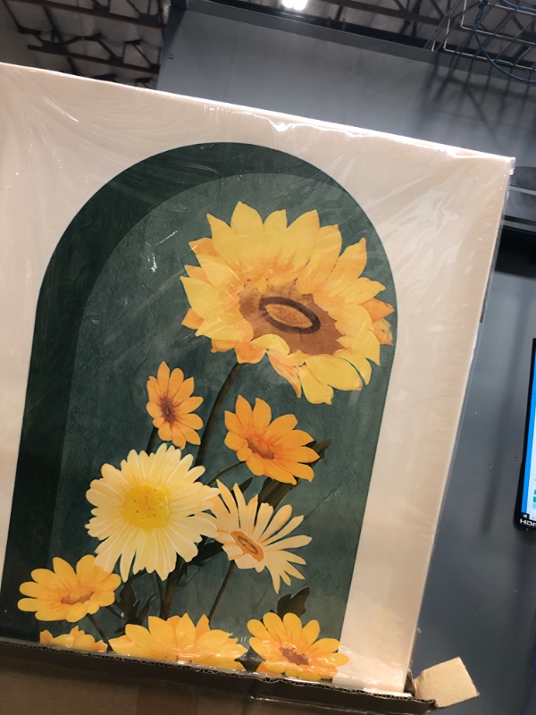 Photo 2 of 3 Pack Sunflower Canvas Wall Art, 16"x24"Paintings for Wall Decorations Yellow Blossom Flowers Pictures Canvas Prints Artwork for Living Room, Bedroom, Office, Ready to Hang