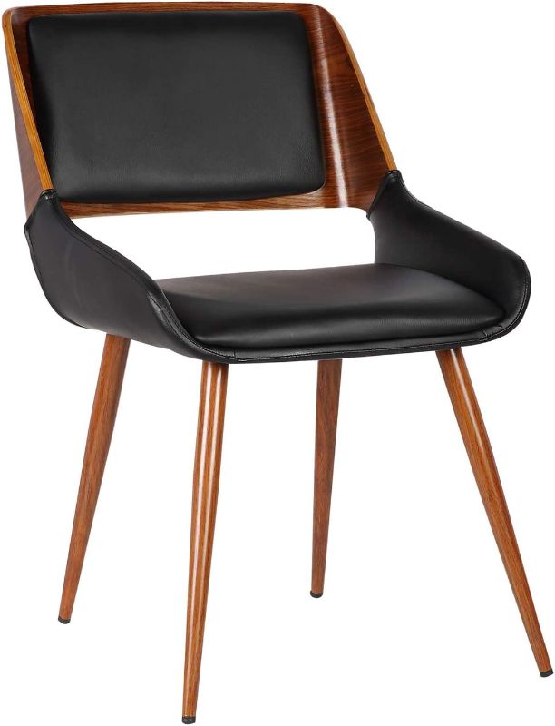 Photo 1 of Armen Living Panda Dining Chair in Black Faux Leather and Walnut Wood Finish & Cassie Dining Chair in Black Faux Leather and Walnut Wood Finish Dining Chair 