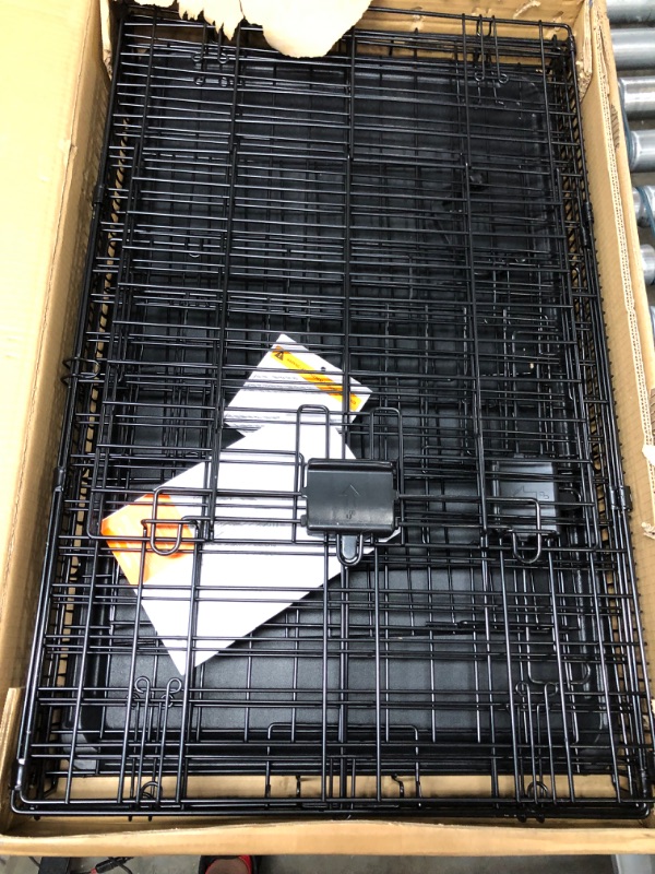 Photo 1 of 30Inches Double Door Dog Crate Folding Metal Wire Dog Kennel Cage with Tray for Small/Medium/Large Dogs Indoor Outdoor Travel Use
