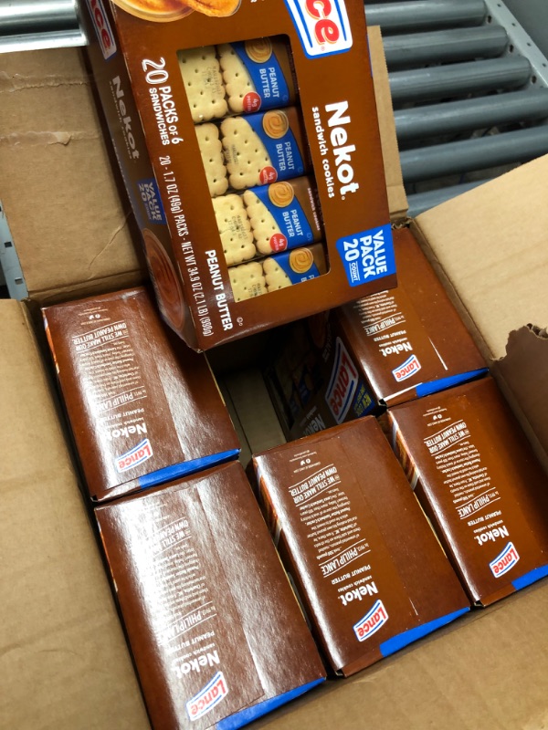 Photo 2 of *EXPIRES 03/18/23* Lance Sandwich Cookies, Nekot Peanut Butter, 20 Individually Wrapped Packs, 6 Sandwiches Each (Pack of 6)
