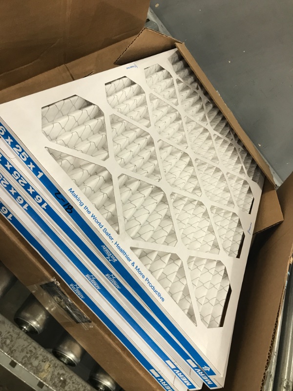 Photo 1 of Aerostar 16x25x1 MERV 8 Pleated Air Filter, AC Furnace Air Filter, 4-Pack (Actual Size: 15 3/4"x24 3/4"x3/4")
