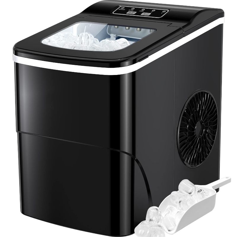 Photo 1 of **TESTED/ TURNS ON*** Ice Maker Machine for Countertop, 9 Bullet Ice Cubes Ready in 6 Minutes, 26lbs in 24Hrs Portable Ice Maker Machine Self-Cleaning, 2 Sizes of Bullet-Shaped Ice for Home Kitchen Office Bar Party
