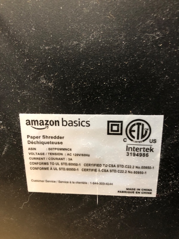 Photo 5 of Amazon Basics 12-Sheet High-Security Micro-Cut Paper, CD, and Credit Card Shredder with Pullout Basket 12 Sheet (original model) Shredder